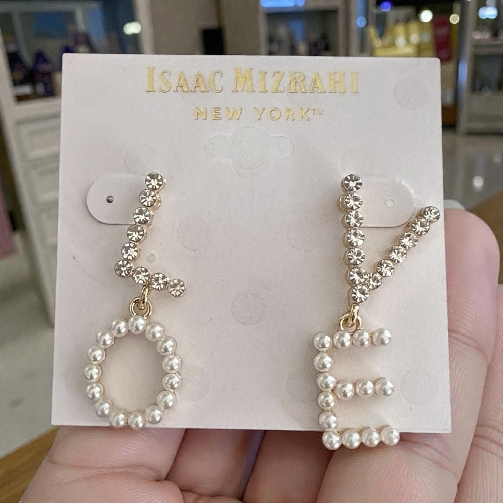 Isaac Mizrahi Love Drop Dangle Earrings NEW - Picture 3 of 5